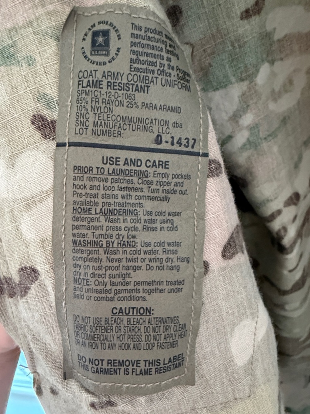 Small-Regular Multicam Army Jacket. - Picture 8 of 8